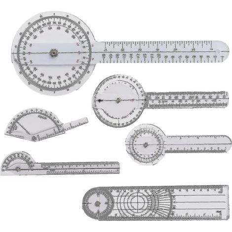 Goniomètre à doigt Lbhmei (lot de 6), jauge d'angle de 6, 8 et 12 pouces, ensemble de goniomètres à 360°, mètre ruban, goniomètre à crochet d'angle (1/4)