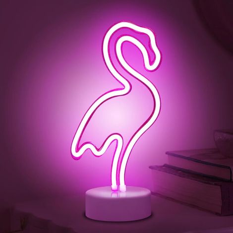 Enseigne lumineuse LED néon, décoration de chambre, veilleuse, éclairage intérieur, alimentation par piles et USB, lampes de bar (rose) (1/5)
