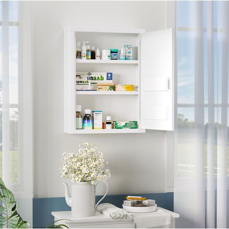 Armario botiquín de pared 40x15x53.5 cm blanco en acero con cerradura y 3 compartimentos (1/5)