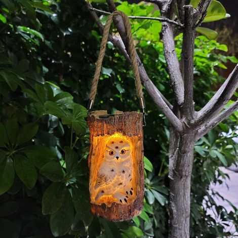 Luminaire Solaire Extérieur Hibou Renard en Souche LED Étanche pour Jardin Terrasse Allée (1/5)