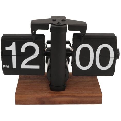 Horloge numérique rabattable rétro, rotation automatique, horloge mécanique à piles, pour la maison, la chambre à coucher, la décoration du bureau, noire