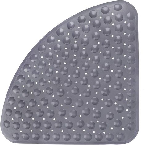 Tapis de Douche antidérapant pour Baignoire avec Orifice de Drainage pour la Douche ou la Baignoire, PVC Triangle Tapis de Bain 54 x 54 cm, Gris (1/2)
