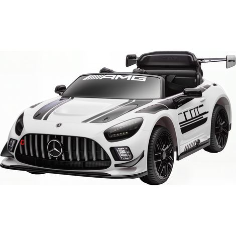 Voiture électrique pour enfants, batterie 12V, phares LED, fonction musicale, klaxon, 3-8 ans, blanche