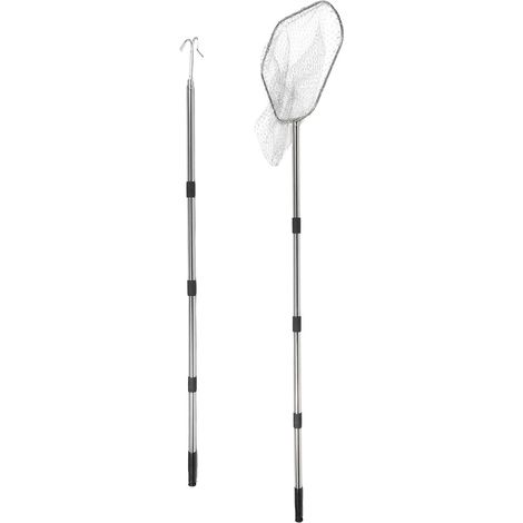 Filet de Capture de Volaille en Acier Inoxydable à Manche Rétractable Lot 1 Pièce, Pliable, Extérieur, Finition Argentée, Prise Douce pour Oies, Canards, Petits Animaux (1/5)