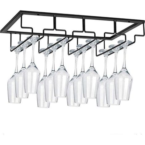 Porte-verres à suspendre sous meuble de cuisine, en métal, 4 niveaux, finition noire, 1 pièce, adapté pour cuisines, bars et restaurants (1/5)