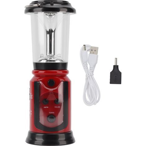 Radio lampe poche à manivelle – rouge – haut-parleur intégré – urgence – maison / randonnée (1/5)