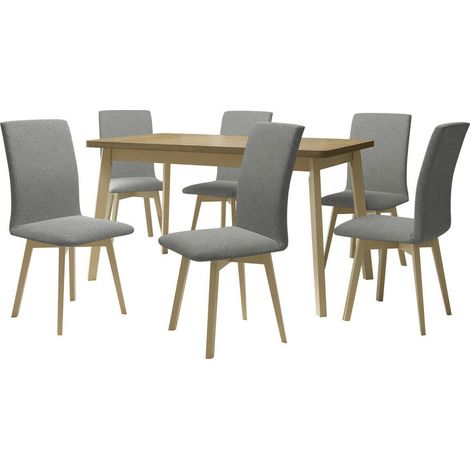 Conjunto de mesas y sillas para comedor Victorville 335, Roble Sonoma, 75x80x140cm, Diámetro: 0, Número de asientos: 6, Estilo: Contemporary