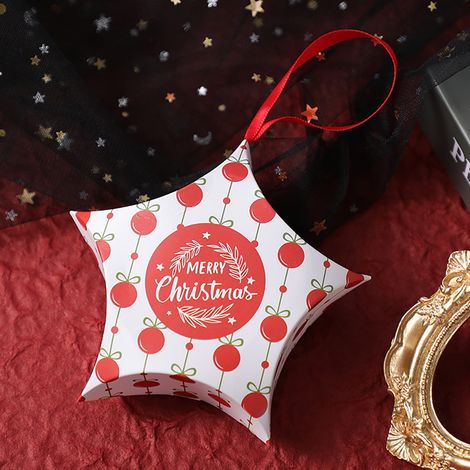 Boîte À Cadeaux De Noël - Boîte À Biscuits En Forme D'Étoile - 7,5 Cm - Rouge Vert Blanc - 5 Pièces (1/2)