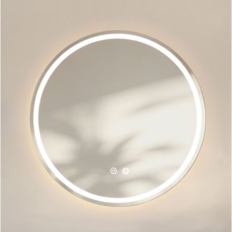 Runder Badspiegel mit Licht 60 cm, beschlagfrei, dimmbar und 3 Lichtfarben OKMYHOME (1/5)