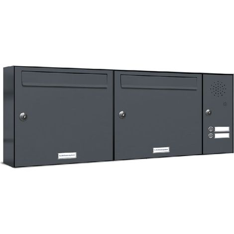 2er Briefkasten Anlage Aufputz - Wandmontage RAL 7016 Anthrazit Klingel (1/5)