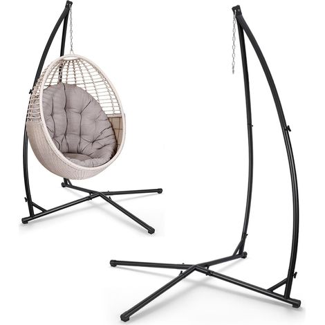 Armature de chaise suspendue 150 kg, en métal, support de siège suspendu avec structure stable, support de hamac pour siège suspendu, support en tube d'acier de 215 cm, pour l'intérieur et (1/5)
