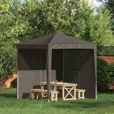 vidaXL Party Tent Sidewall 2 pcs Anthracite 200 x 195 cm PE and Steel