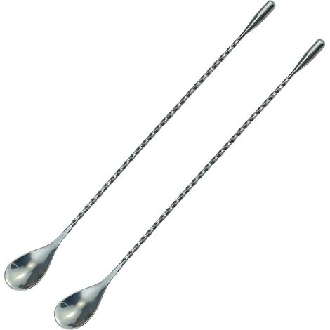 Cuillère À Cocktail - Acier Inoxydable - 30 Cm - Style Japonais À Extrémité Goutte D'eau - Lot De 2 (1/5)