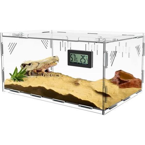 Acryl-Terrarium, transparent, mit Hygrometer, zur Zucht von Reptilien (1/5)