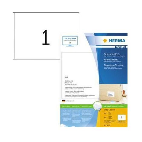 Universaletikett PREMIUM 148,5 x 205 mm (B x H) nicht wieder ablösbar Papier weiß 400 Etik./Pack. (1/4)