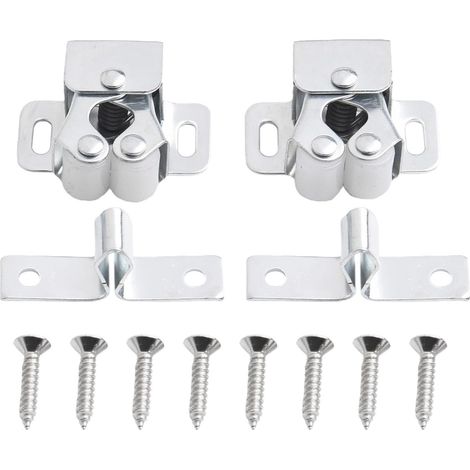 Lot de 2 loquets magnétiques à double rouleau, 5 mm - Zinc blanc (1/5)