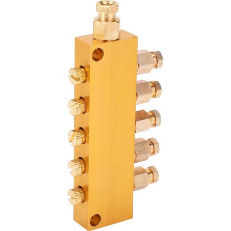 Distributeur de Lubrifiant en Laiton à 5 Sorties, Diviseur à Piston Réglable pour Système de Graissage (1/5)