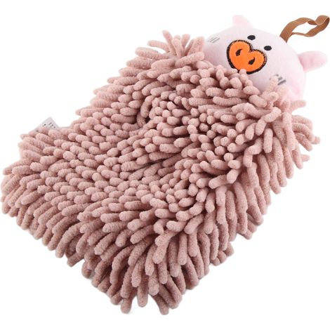 Serviette pour enfants en microfibre douce et absorbante avec boucle de suspension, motif cochon, idéale pour la salle de bain, la cuisine et les toilettes. Parfaite pour la salle de bain, la cuisine (1/5)