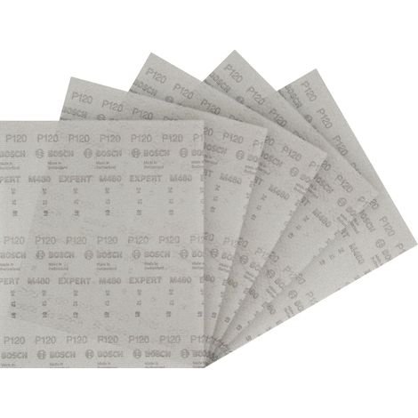 Lot de 5 filets de ponçage M480 (pour peinture sur bois, bois dur, Ø 230 x 280 mm, grain 120, accessoire professionnel, ponceuse orbitale) (1/4)