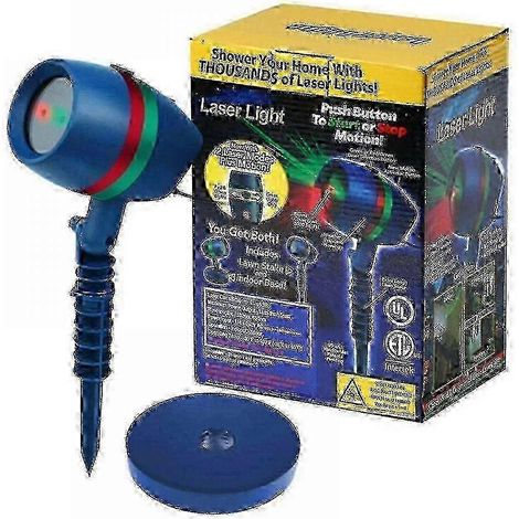 Projecteur lumineux de jardin en forme d'étoile de Noël avec éclairage LED mobile vert et rouge pour décoration de fête, pluie d'étoiles et lumière laser à mouvement. (1/5)