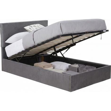 HOMCOM King Size Bed Frame Gas End Lift Under Bed Storage Dark Grey (1/5)
