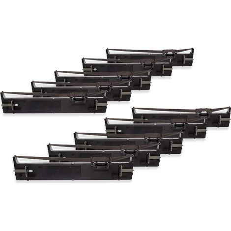 vhbw 10x Ribbon Cartridge Replacement for Epson S015610, C13S015610 for Dot Matrix, Receipt Printer - Black Ink Ribbon