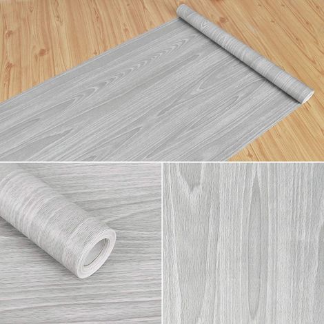 Papier peint autocollant imitation bois gris, PVC 45 cm x 10 m (1/5)