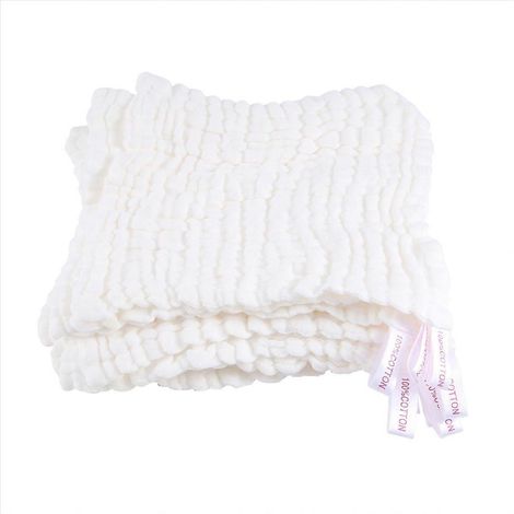 Serviettes de bain en mousseline pour bébé, lot de 10 serviettes en coton pour le visage, blanches (1/5)