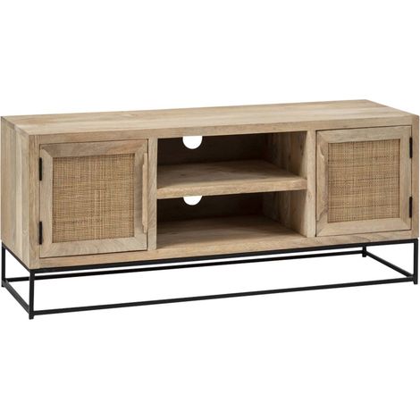 Meuble TV en bois de manguier et cannage Rim (1/5)