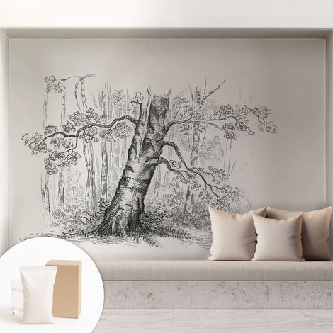 Papier peint avec colle pour décoration moderne de salon chambre à coucher cuisine et bureau Facile Arbre forestier 208x146 cm (1/5)