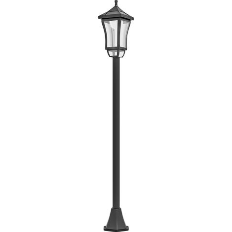 Lampadaire solaire extérieur LED 30 lumens, lanterne classique en noir, 15 x 15 x 127 cm, éclairage de jardin sur pied (1/5)