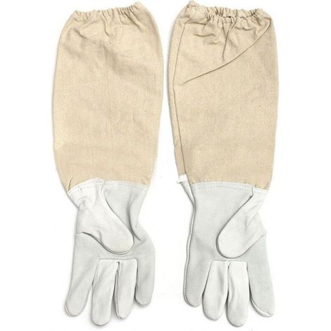 Atmungsaktive und bequeme Imkerhandschuhe aus Ziegenleder mit elastischer Manschette, XXL-Imkerbedarf (1/2)