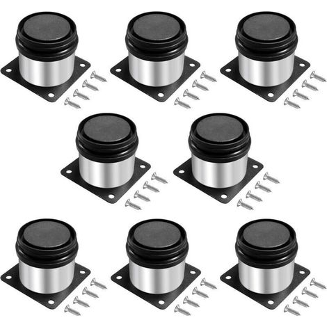 8 Pièces Pied de Meuble Réglables 5 cm, Ronds Métal Acier Inoxydable,Hauteur Réglable 0-15 mm,pour Pied Canapé,Pieds Meuble,Avec Vis (1/5)