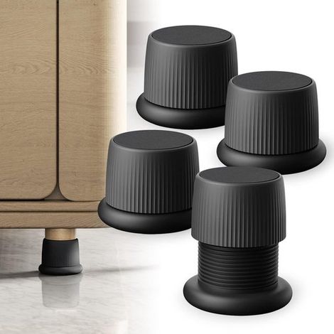 Paquete de 4 elevadores de mesa，Altura ajustable de 40 a 63 mm，Para refrigeradores，sofás y patas de mesa，Elevadores de muebles (1/5)