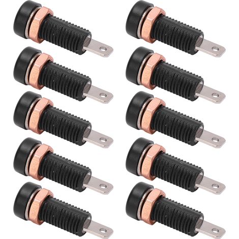 Lot de 10 connecteurs banane 4 mm, adaptateurs pour montage sur panneau, pour instruments électroniques, noirs. (1/5)
