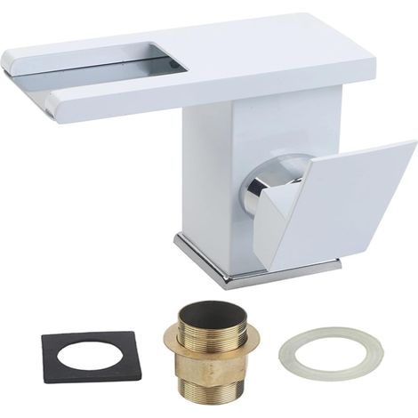 Robinet lavabo cascade - cuivre - blanc - LED - monocommande (1/5)