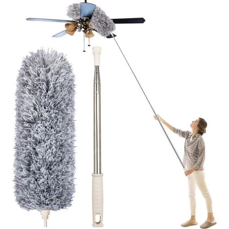 Plumeau Poussière, Plumeau Microfibre avec Poignée en Acier Inoxydable, Plumeau Extensible de 30 à 100 "pour Nettoyer Les Ventilateurs de Plafond, Les Stores, Les plinthes, Les Voitures (1/4)