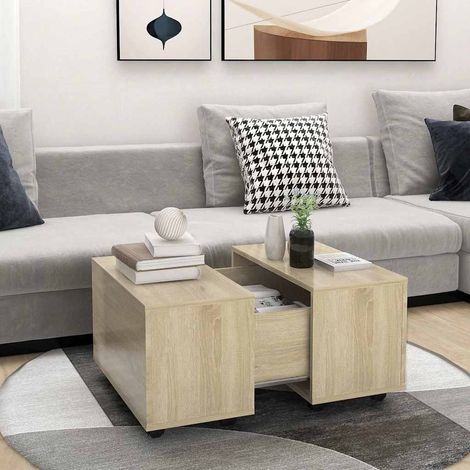 vidaXL Mesa de centro madera contrachapada roble Sonoma 60x60x38 cm (1/5)