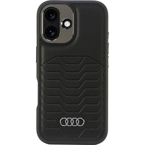 Audi MagSafe iPhone 16 Plus 6,7" Schutzhülle aus Kunstleder, schwarz/schwarz, Hartschalenkoffer AU-TPUPCMIP16M-GT/D3-BK (1/5)
