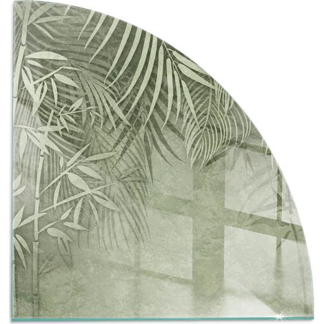 Plaque décorative imprimée pour cheminée protection de sol avec impression décorative Feuilles tropicales en arrière-plan 1/4 100x100 cm (1/5)