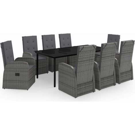 Maison Exclusive - Set da Pranzo da Giardino 9 pz con Cuscini Grigio (1/5)