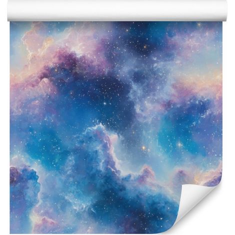 Papier peint aquarelle galaxie bleu et gris clair 50x1000 cm (1/5)
