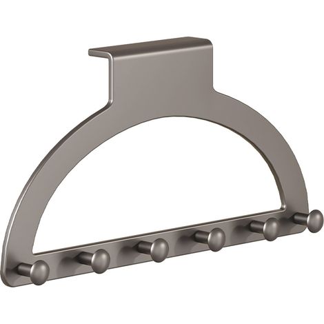 Appendiabiti a 6 ganci da appendere dietro la porta, senza fori, con ganci semicircolari estesi, ripiano da appendere dietro la porta, per riporre cappelli e cappotti, risparmiando spazio. (1/3)