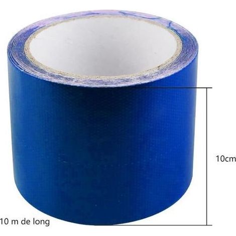 (Bleu, 10 cm de large, 10 m de long) Ruban de réparation pour bâche, ruban d'étanchéité, convient aux camions, serres, tentes ou tonnelles, répare les déchirures ou les trous - imperméable et durable. (1/5)