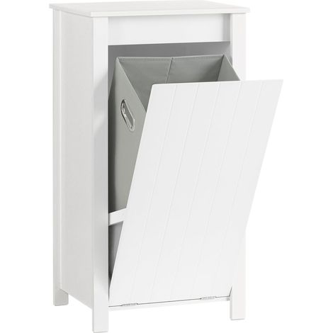 Mobile Porta Biancheria Per Bagno Mobile Lavanderia Con Sacco Portabiancheria Pieghevole Bianco 45x35x85,5cm BZR100-W SoBuy (1/5)