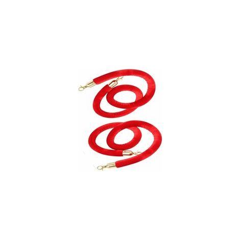 Corde de Barrière,2pcs Corde de Barrière Diviseur de Files d'Attente 1.5m Rouge Cordon Séparation pour Poteaux de Guidage Contrôle des Foules