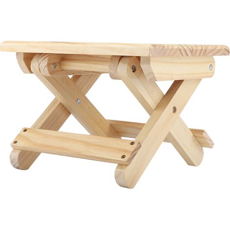 Klappbare quadratische Bank aus Massivholz, rustikales Design, ergonomischer Sitz, saubere Verarbeitung, kleiner ausziehbarer Hocker für den Innen- und Außenbereich. (1/5)