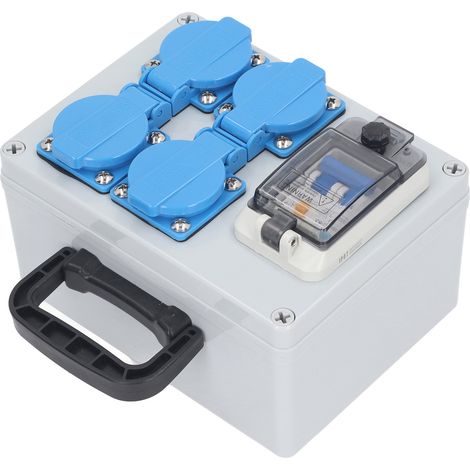 Boîtier de prise industrielle portable 4 positions EU 250V 16A avec disjoncteur différentiel 230V 40A 1P+N et protection RCBO RCD (1/5)