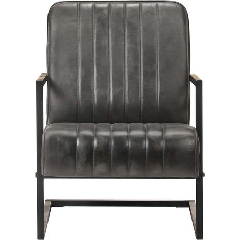 Maison Exclusive - Chaise de canapé cantilever gris délavé cuir véritable (1/5)