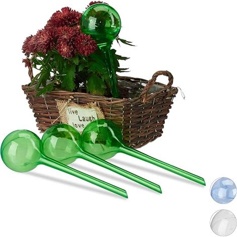 Set of 4 Double Weekly Watering Balls in Green Plastic, PVC, 8 cm (1/5)